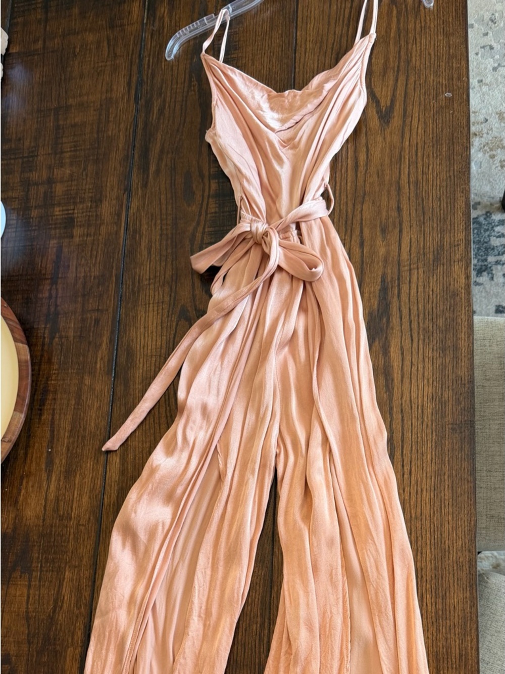 Women’s Sleeveless Satin Jumpsuit in Blush Pink